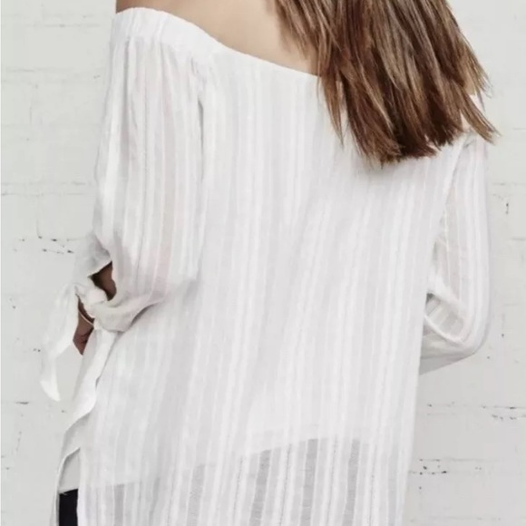 Bailey 44 White Off-Shoulder Blouse with Tie Sleeves - Picture 6 of 16